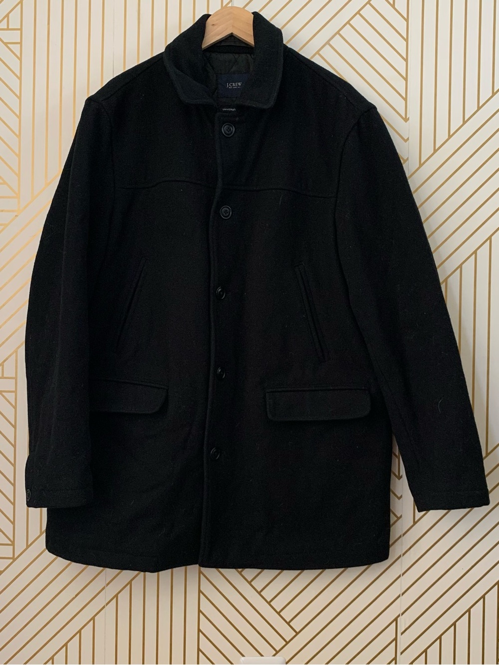 J. Crew 100% wool Classic Stadium Cloth Wool Black University Jacket Thinsulate
